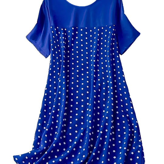 Damen Polka Dot Sommerkleid mit lässigem Schnitt und weichem Material EB