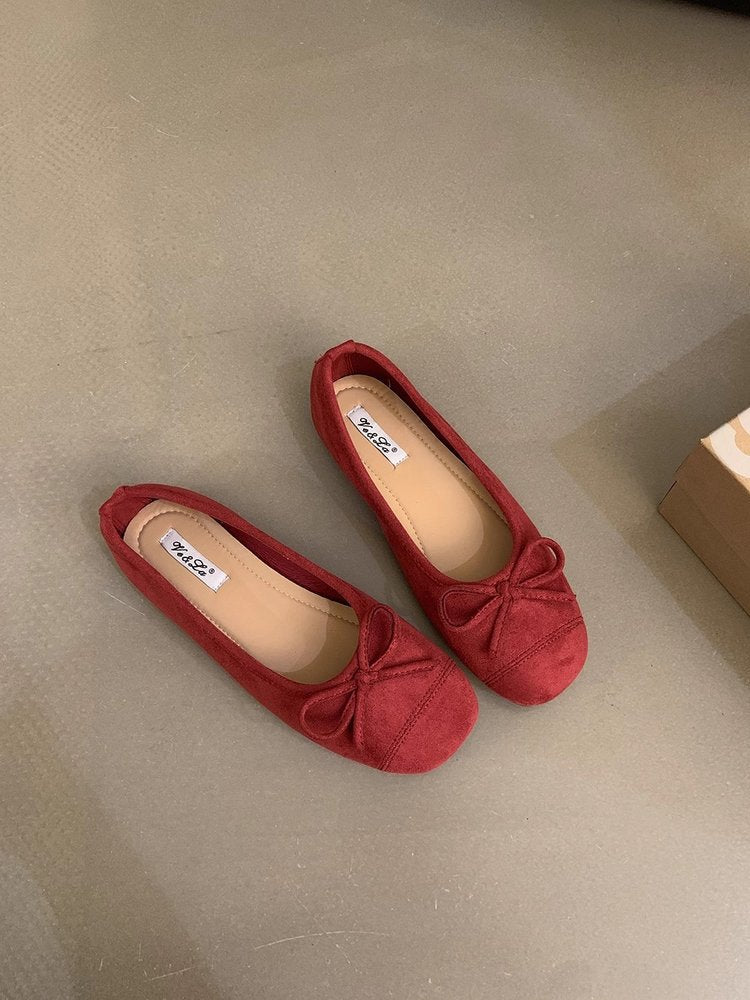 Damen bequeme Ballerinas mit dekorativem Schleifenakzent und elastischem Fußbett EB