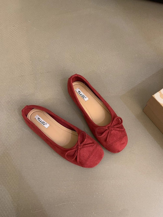 Damen bequeme Ballerinas mit dekorativem Schleifenakzent und elastischem Fußbett EB