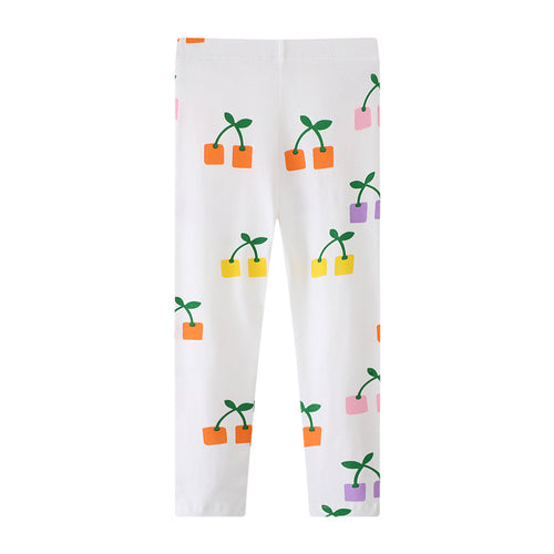 Mädchen Leggings mit fröhlichem Blüten- und Pflanzenmuster EB