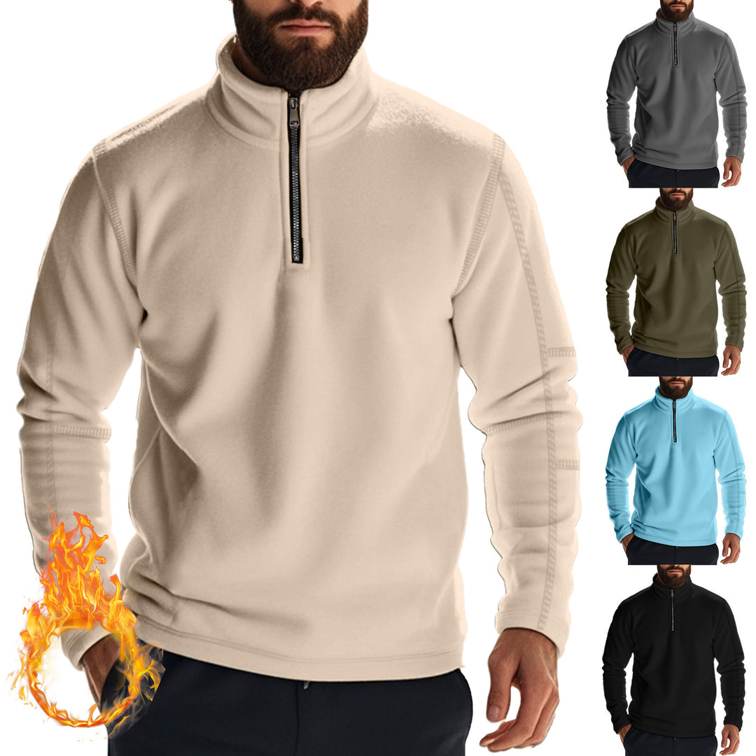 Herren nan funktionaler Fleecepullover mit Halbzip, Stehkragen und Raglanärmeln EB