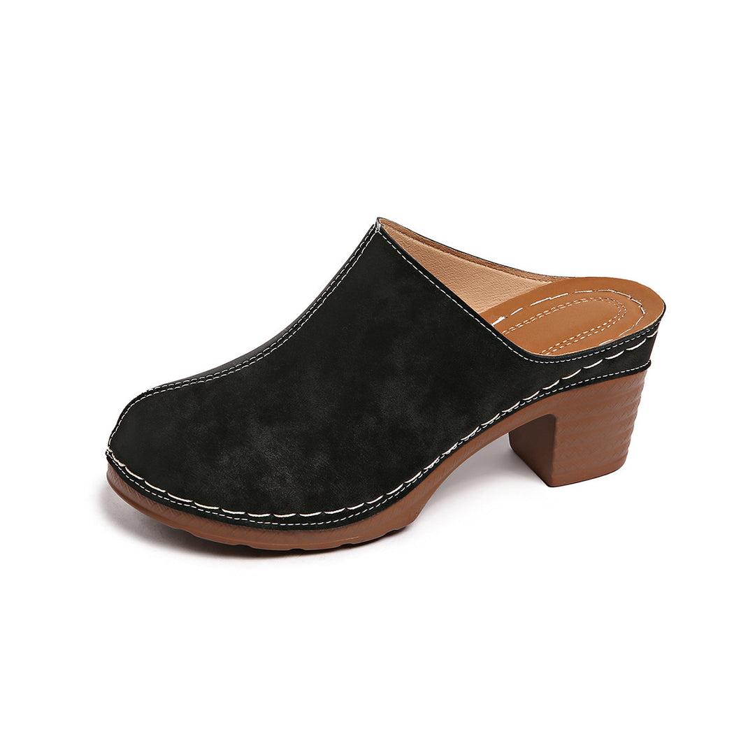 Damen Casual Clogs mit komfortablem Absatz und edlem Wildleder EB