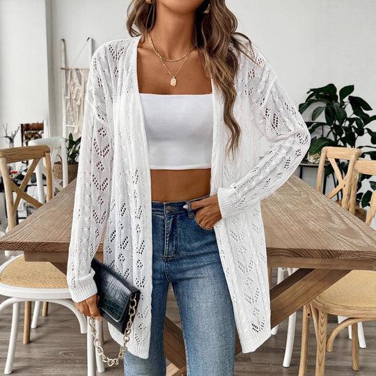Damen leichte Strickjacke im eleganten Lochmuster EB