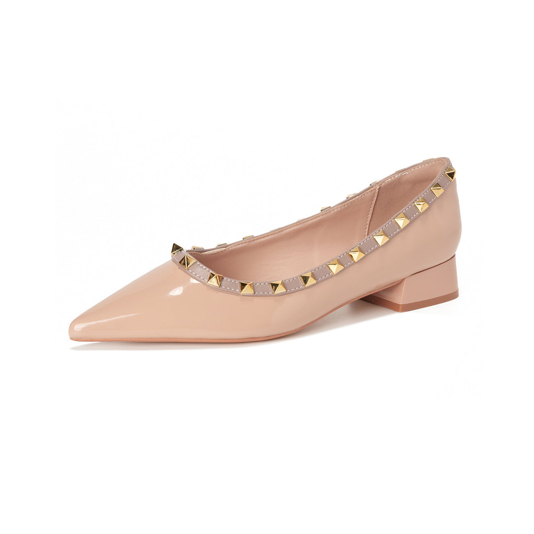 Damen Elegante Ballerinas mit modischer Schnallenverzierung und stabiler Fersenpartie EB