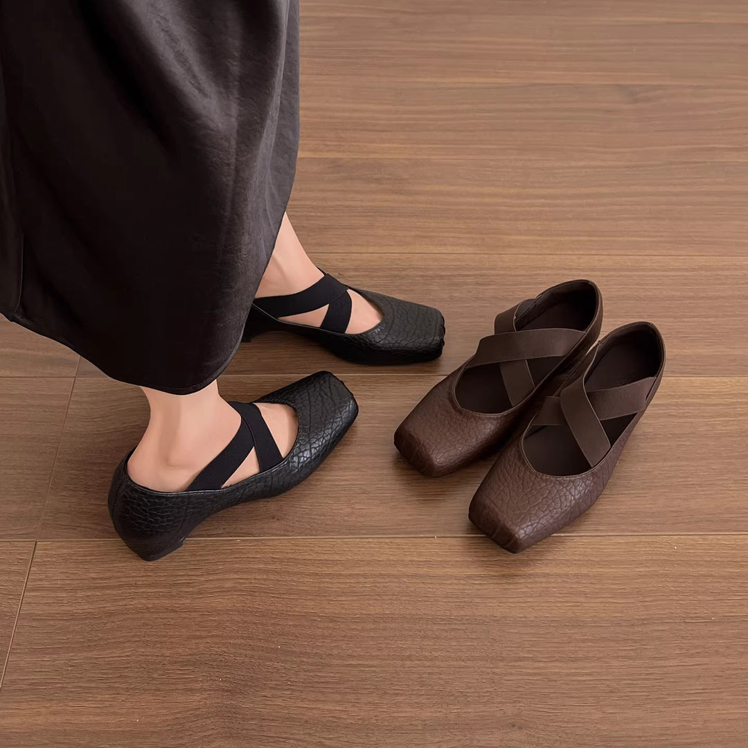 Damen Ballerinas mit gepolsterter Innensohle und elastischem Riemen EB