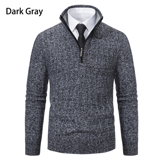 Herren Strickpullover mit hochabschließendem Kragen und Reißverschluss Taschen EB