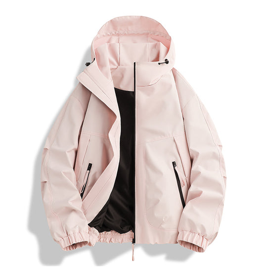 Herren wasserdichter Hooded-Utility-Parka mit verschweißten Nähten, verstellbarer Kapuze und verdeckten Reißverschlusstaschen EB