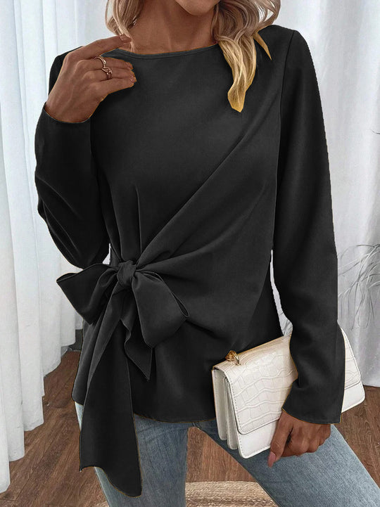 Damen Elegantes Blusenshirt mit seitlichem Knoten EB