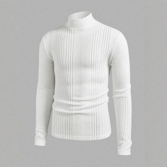 Herren Strickpullover mit hohem Kragen und Rippstruktur EB