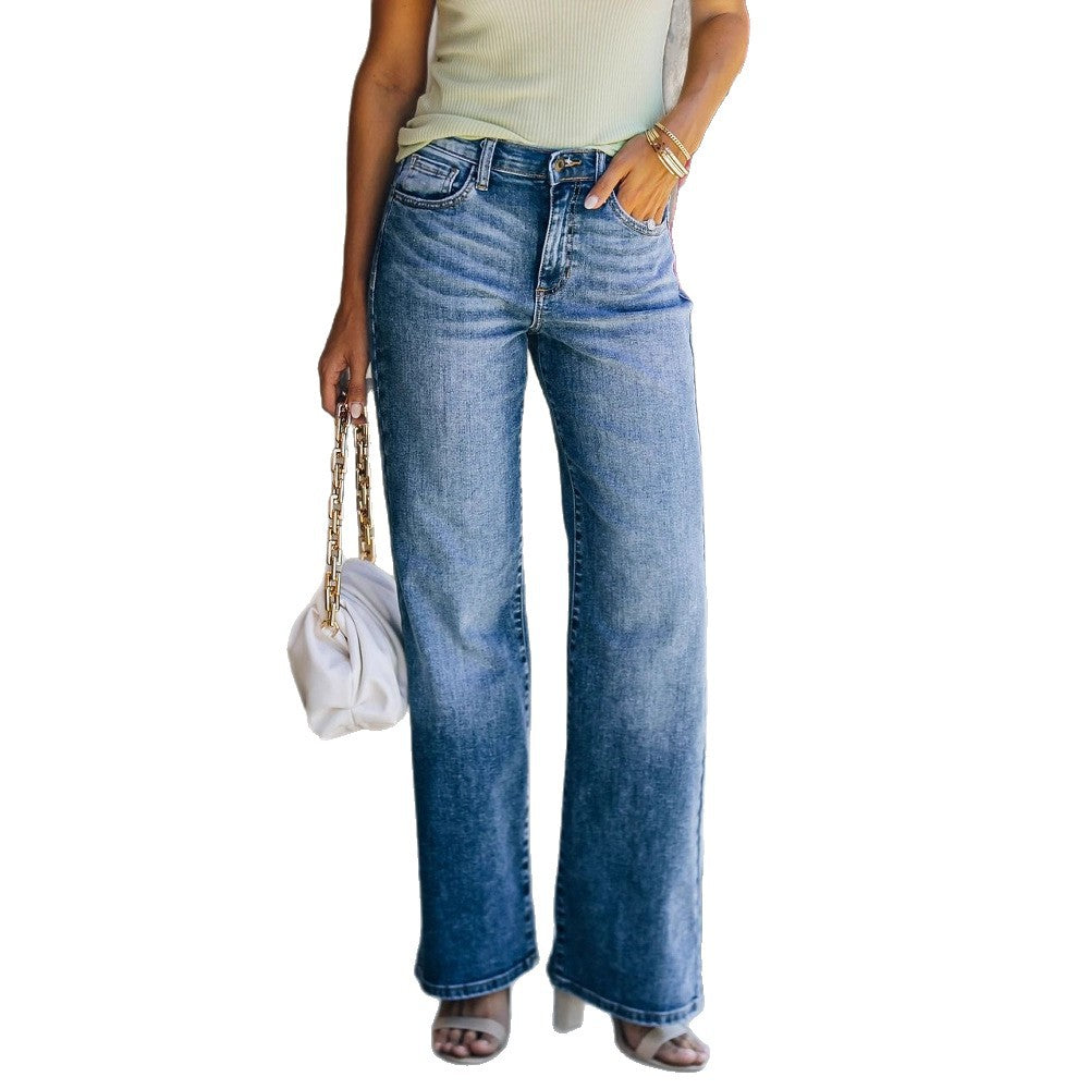 Damen Hight-Waist Jeans im lässigen Wide-Leg Schnitt EB