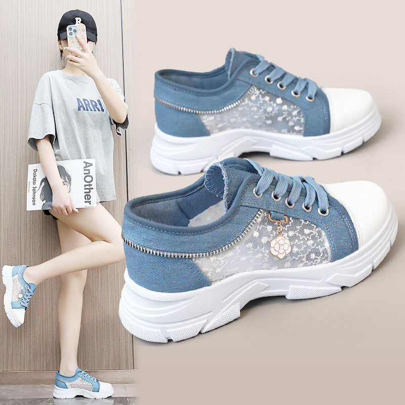 Damen Sneaker mit transparenten Einsätzen und modischem Reißverschluss EB