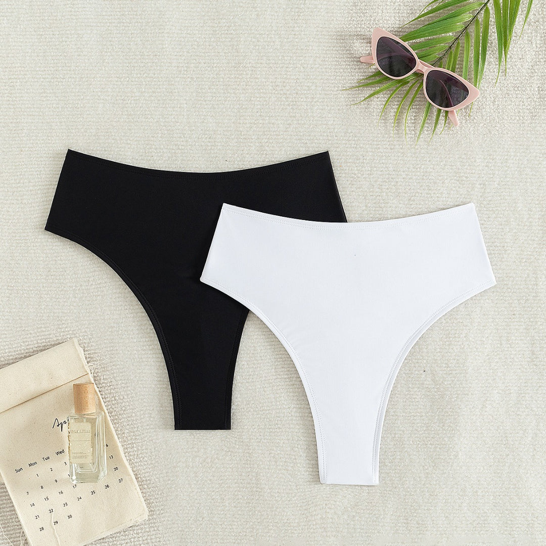 Damen Hochtaillierte Bikini-Hose mit elegantem Rüschendesign EB