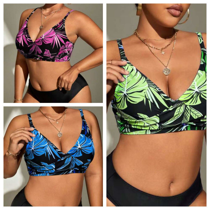 Damen Bikini-Top mit tiefem V-Ausschnitt und floralem Design EB