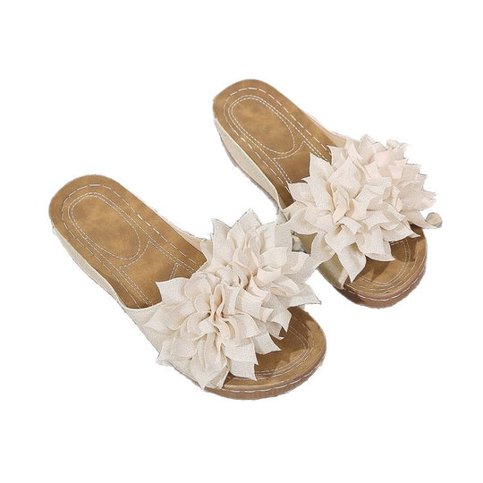 Damen Plattform-Pantoletten mit floralem Dekor EB