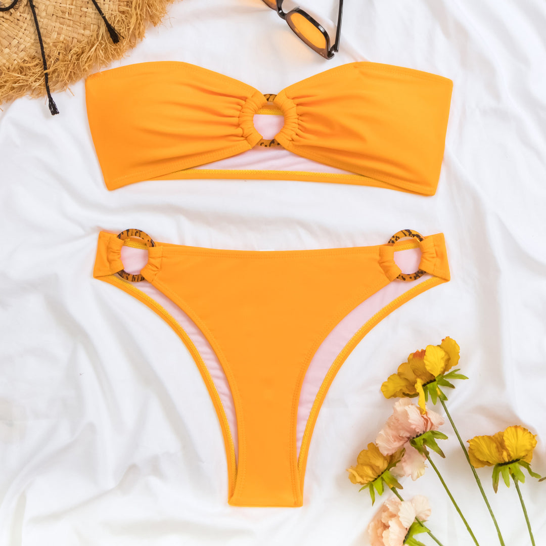 Damen Bandeau-Bikini mit modischen Ringdetails EB