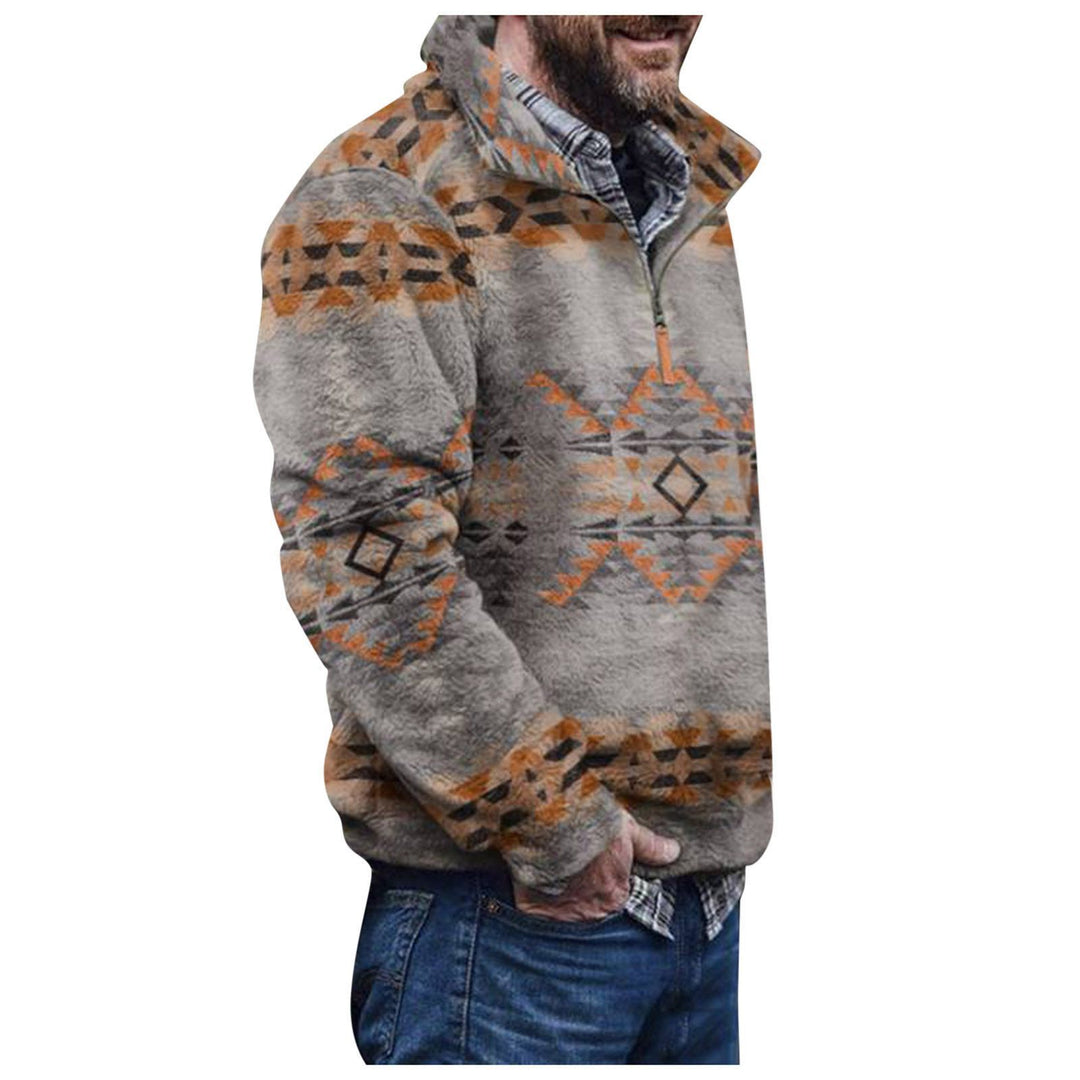 Herren Pulloverjacke mit farbenfrohem, geometrischem Design und praktischer Brusttasche EB