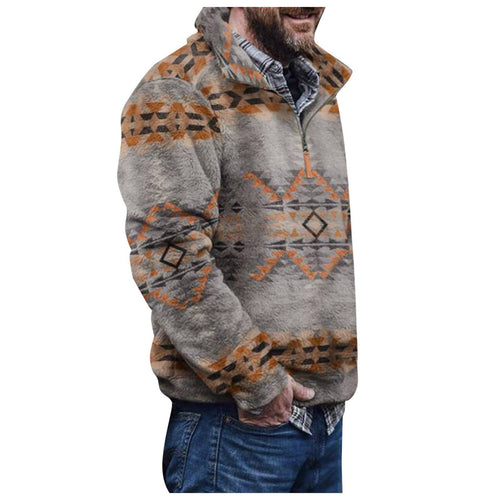 Herren Pulloverjacke mit farbenfrohem, geometrischem Design und praktischer Brusttasche EB