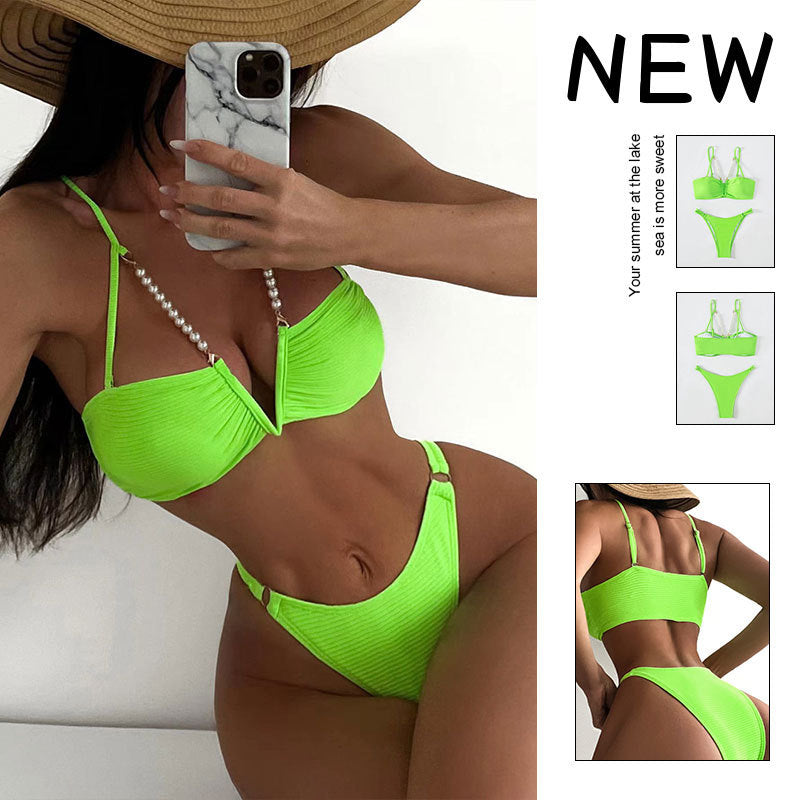 Damen raffinierter Bikinis mit Perlenakzenten EB