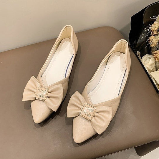 Damen spitze Ballerinas mit Schleifenakzent und eleganter Schnalle EB