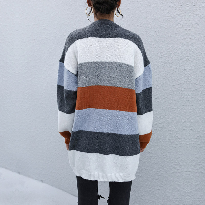 Damen Strickjacke im modischen Blockstreifen-Design EB