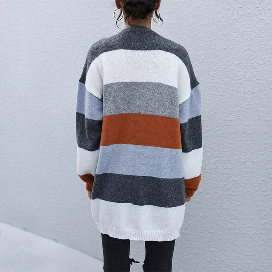 Damen Strickjacke im modischen Blockstreifen-Design EB