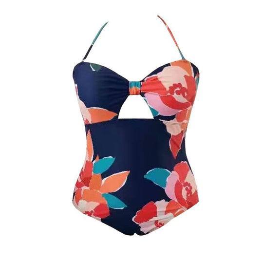 Damen Einteiliger Badeanzug mit floralem Cut-Out-Design EB