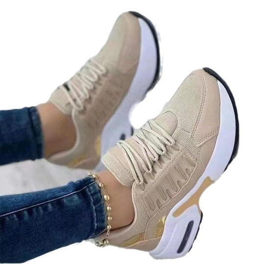 Damen Chunky-Plateau-Sneaker mit luftgepolsterter Sohle und atmungsaktivem Mesh-Obermaterial EB