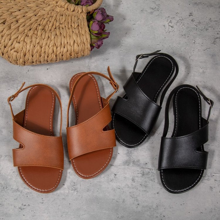 Damen bequeme Sandalen mit offenem Design und verstellbarem Riemen EB