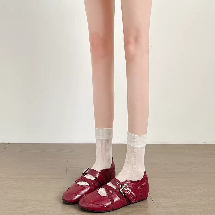 Damen elegante Schnür-Ballerinas mit modischem Riemchen-Design EB