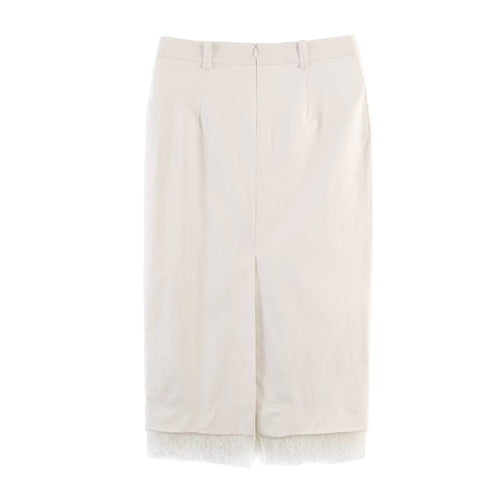 Damen eleganter Bleistiftrock mit transparentem Spitzenabschluss EB