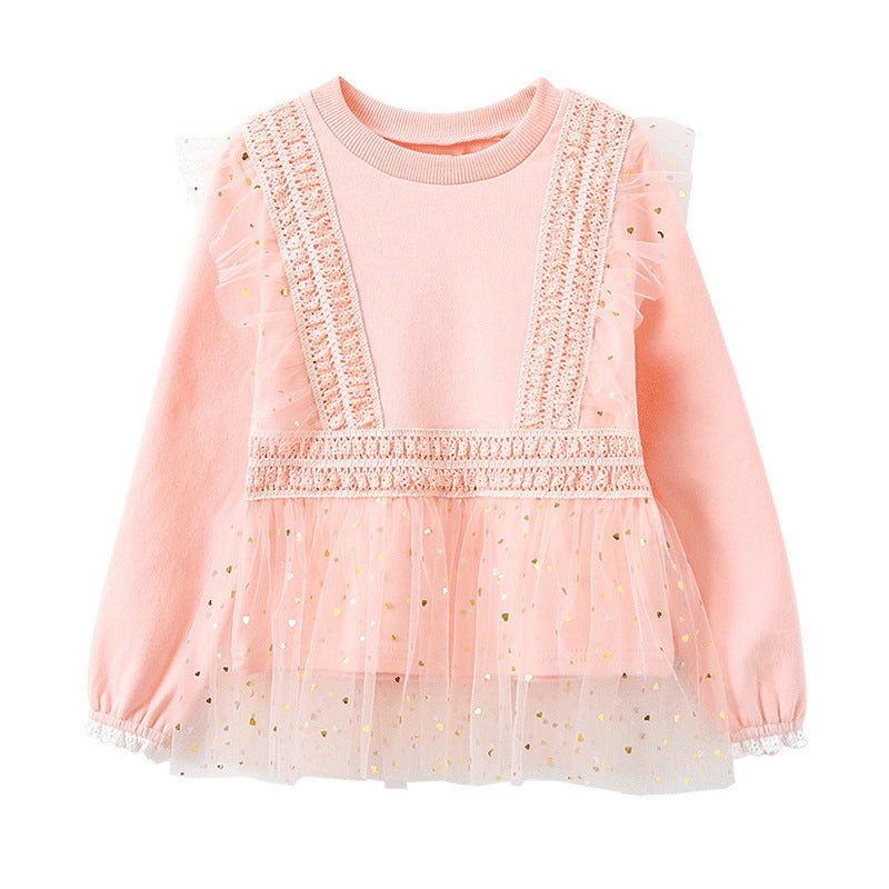 Mädchen Sweatshirt mit Rüschen und Tüllsaum EB