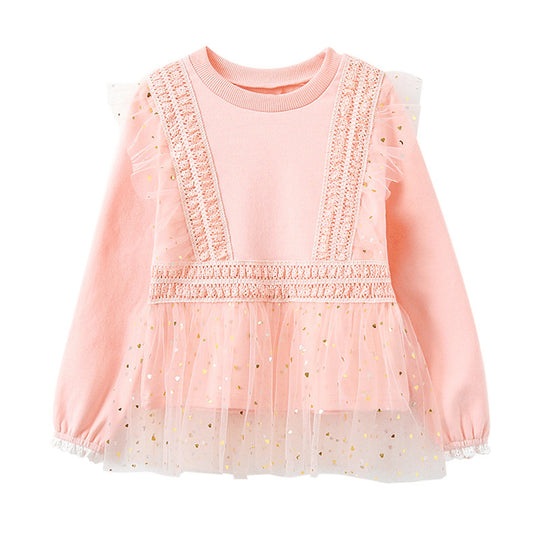 Mädchen Sweatshirt mit Rüschen und Tüllsaum EB