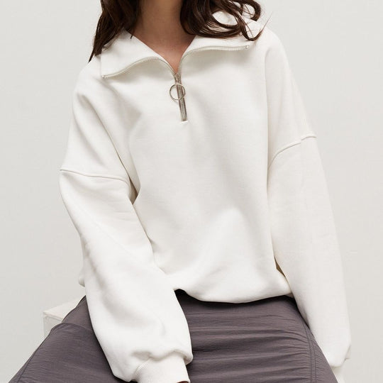 Damen modischer Pullover mit Reißverschluss und hohem Kragen EB
