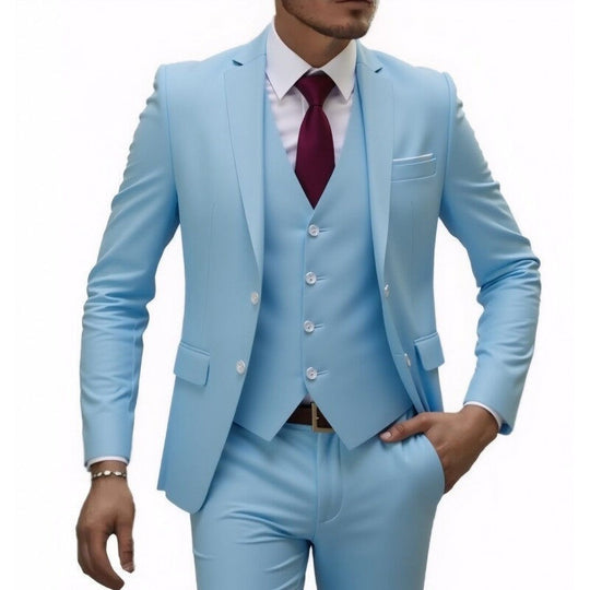 Herren nan dreiteiliges Slim-Fit Anzugset mit Weste, schmalem Revers und taillierter Silhouette EB