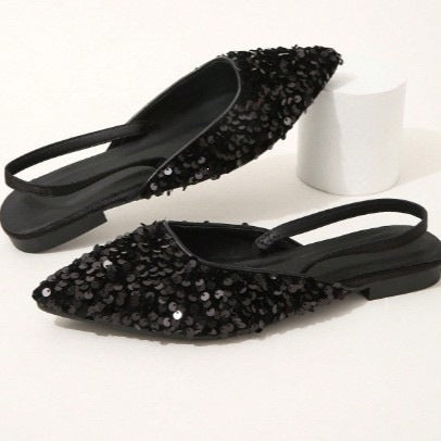 Damen Elegante Slingback-Sandaletten mit glitzernden Pailletten EB