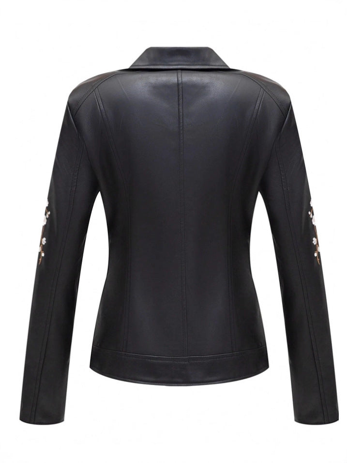 EB | Vegan-Lederjacke - Nieten Design - Reißverschlussdetails - Klassischer Biker Stil
