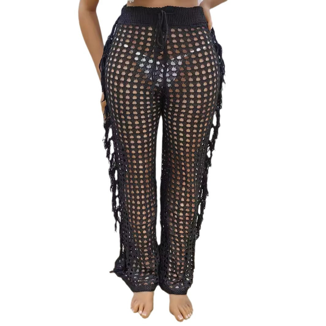Damen luftige Häkelstrandhose EB