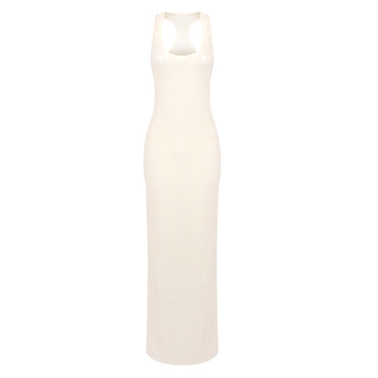 Damen figurbetontes Maxikleid mit Cut-Out-Details und raffinierten Trägern EB
