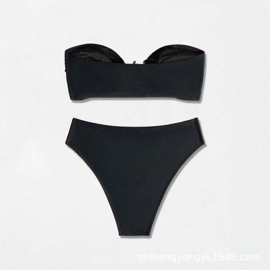 Damen Bandeau-Bikini mit elegantem Designelement EB