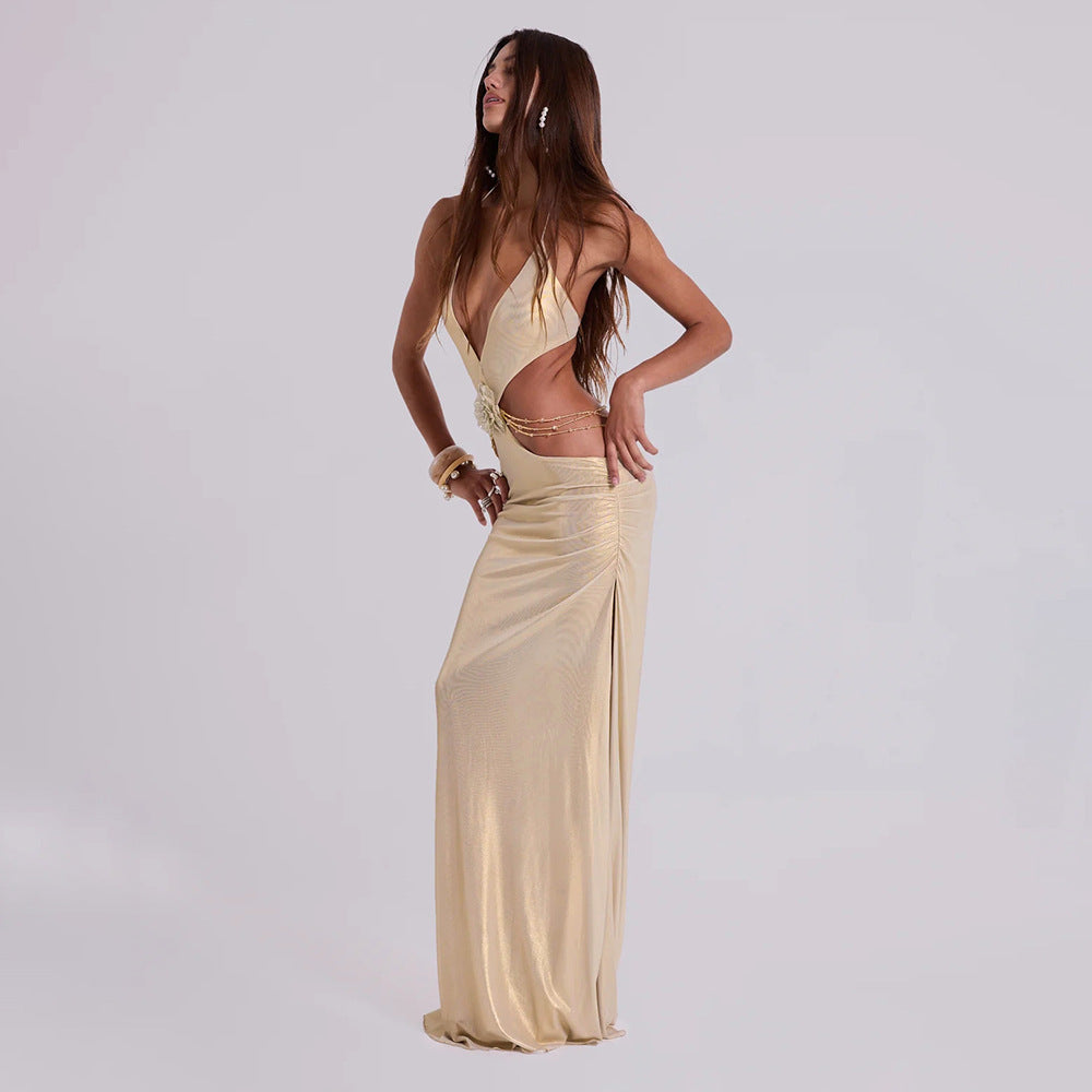 Damen Traumhaftes Abendkleid mit tiefem Ausschnitt und ausgefallenen Cut-Outs EB