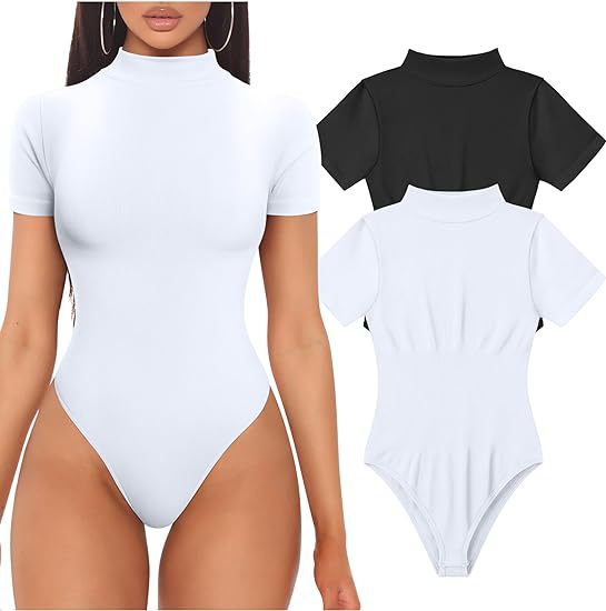 Damen Kurzarm Bodysuit mit hohem Kragen EB