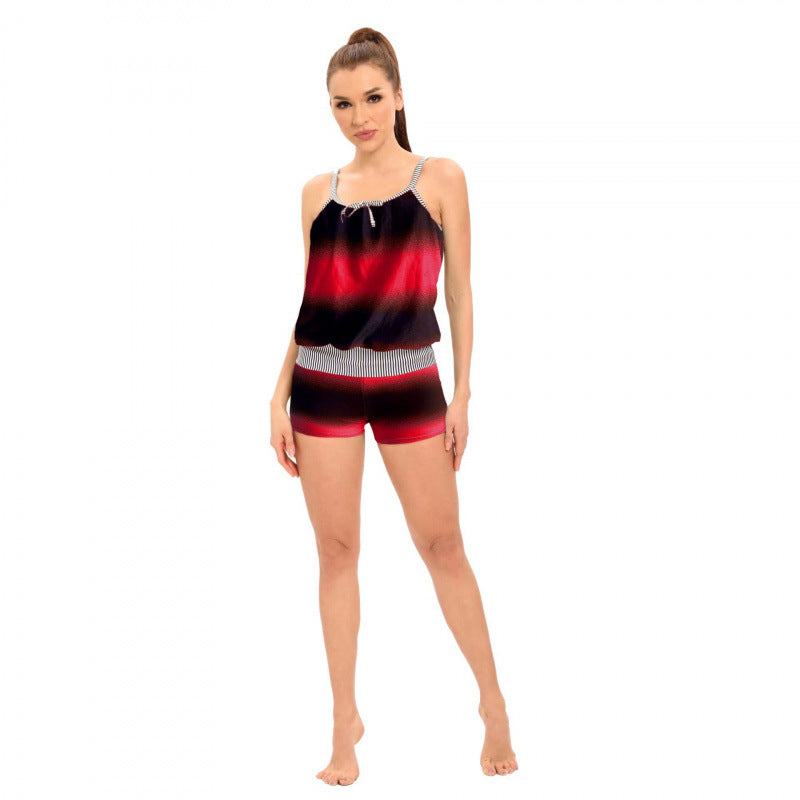 Damen Freizeit-Bikini-Set mit elastischer Taillierung und modischen Trägerdetails EB