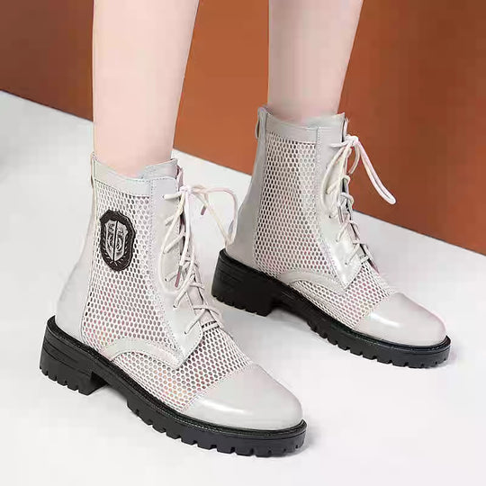 Damen Modische Stiefeletten aus atmungsaktivem Netzmaterial mit robusten Profilsohlen EB