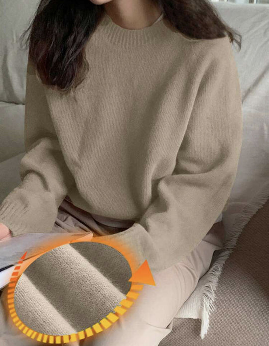 Damen Gemütlicher Rundhals-Pullover aus hochwertigem Stoff EB