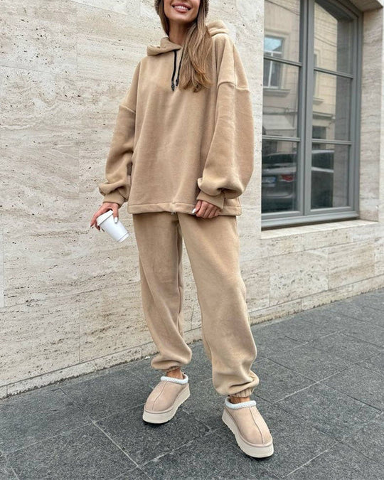 EB | Crew Polar Fleece Kapuzenpullover und Jogginghose Zweiteiliges Satz