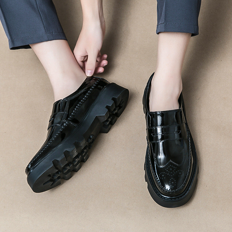 Damen lässige Slipper mit glänzender Lackoberfläche und robuster Sohle EB