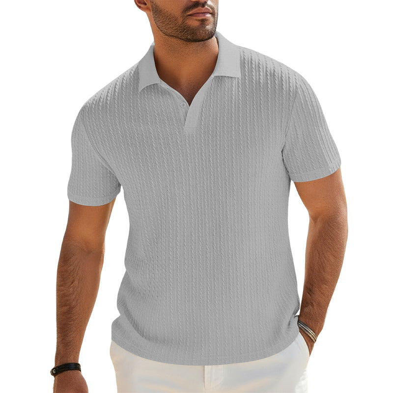 Herren Feinstrick-Polo mit strukturiertem Zopfmuster und weichem Baumwollmix EB