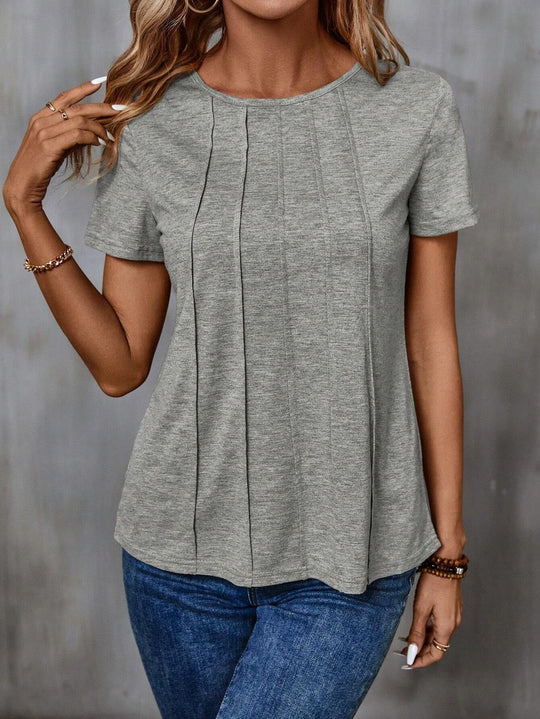 Damen lässiges T-Shirt mit strukturiertem Design und seitlichen Falten EB