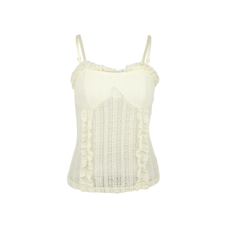 Damen Rüschen-Top mit verstellbaren Trägern und verführerischem Design EB