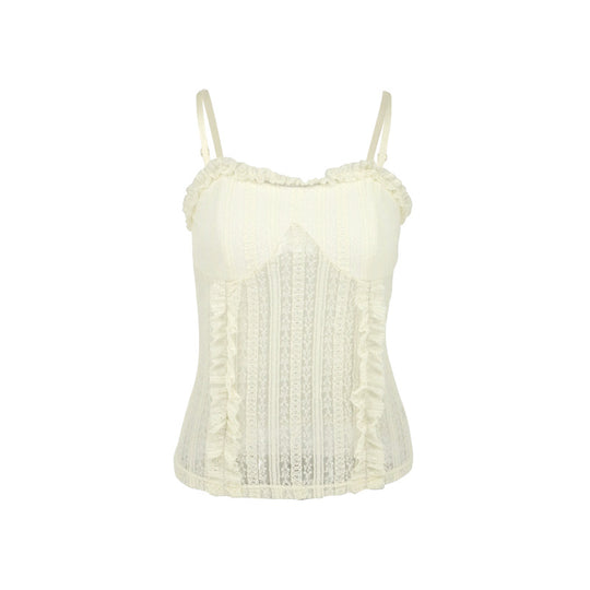 Damen Rüschen-Top mit verstellbaren Trägern und verführerischem Design EB